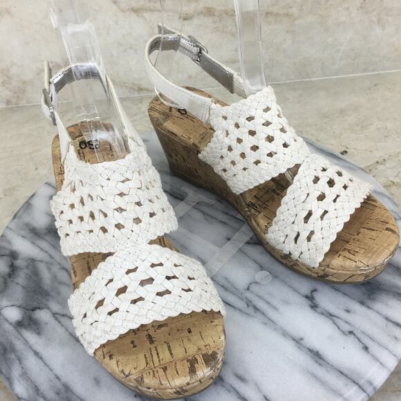 So Memory Foam Woven Canvas Faux Cork Wedges Girl's Size 1 - Picture 8 of 16